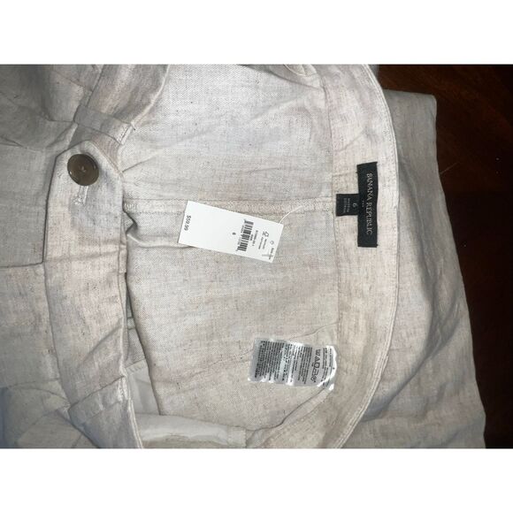 Banana Republic Linen blend Shorts woman’s 6 cream Chino Khaki vacation - Picture 5 of 6